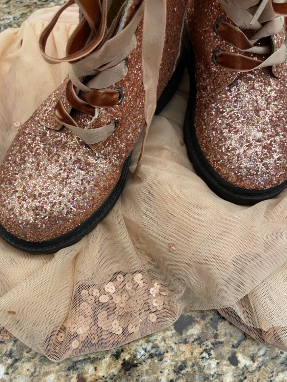 NWT Olivia Miller Girl Glitter Combat Boots Sz 1 + Stella McCartney skirtforfree